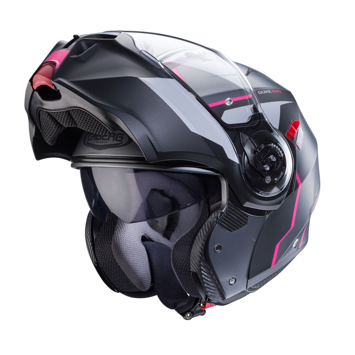 Caberg Duke Evo Move Matt Gun Metal/Black/Fuchsia Helmet