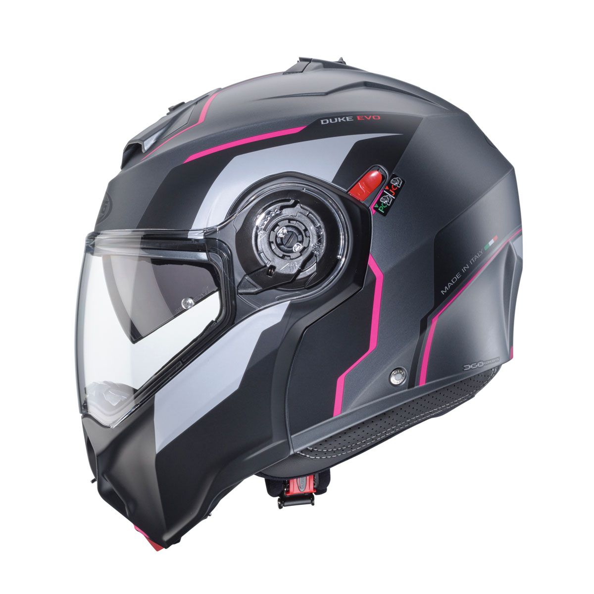 Caberg Duke Evo Move Matt Gun Metal/Black/Fuchsia Helmet